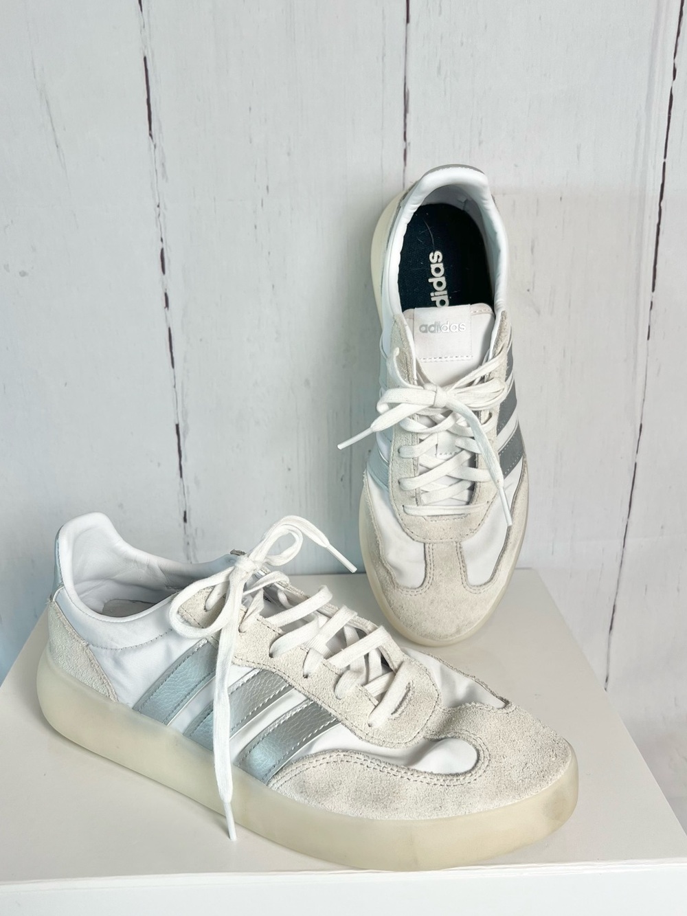 Adidas Barreda Decode Sneakers White Silver Suede Retro Terrace Shoes Size 9